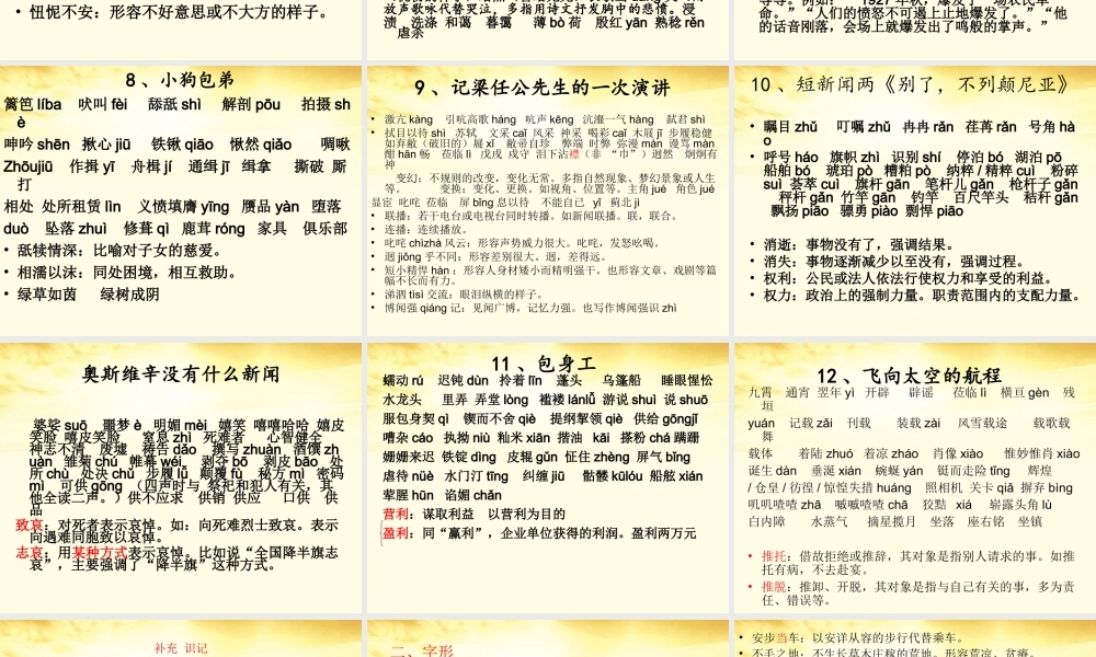 高中语文 (字词复习 )课件 新人教版必修1 课件