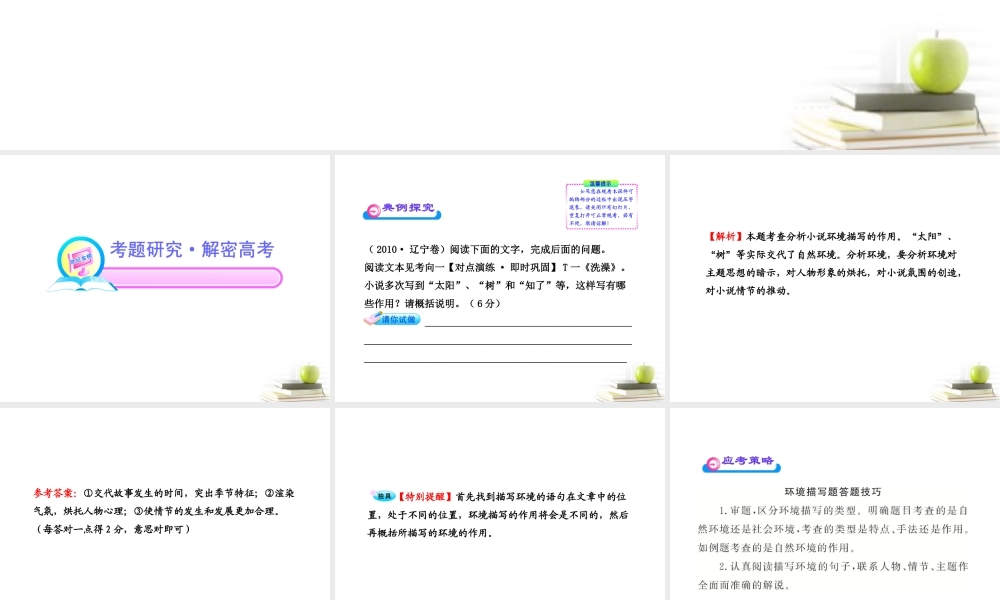 高中语文全程复习方略 3214 环境描写课件 新人教版 (湖南专用) 课件