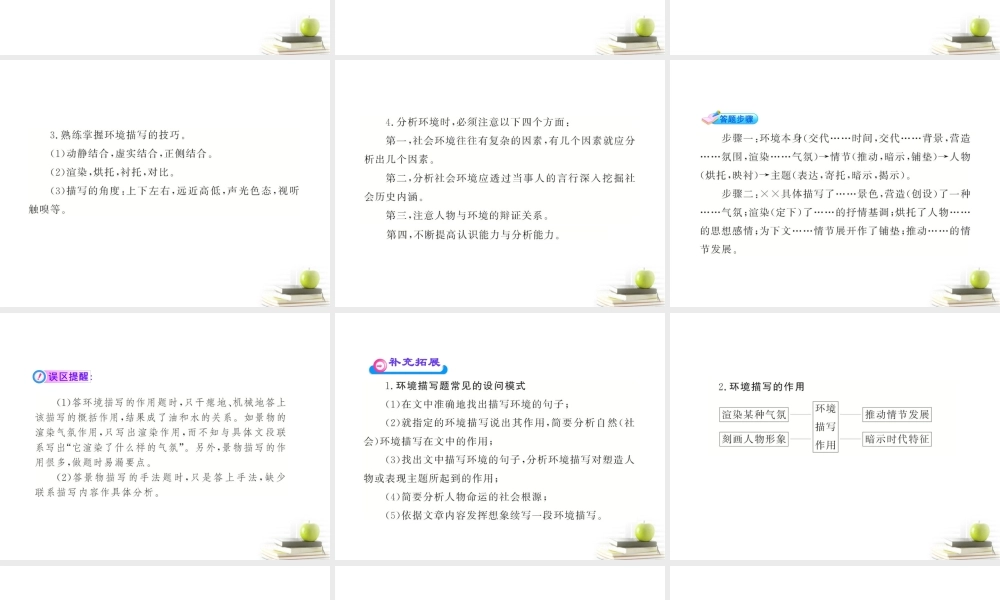 高中语文全程复习方略 3214 环境描写课件 新人教版 (湖南专用) 课件