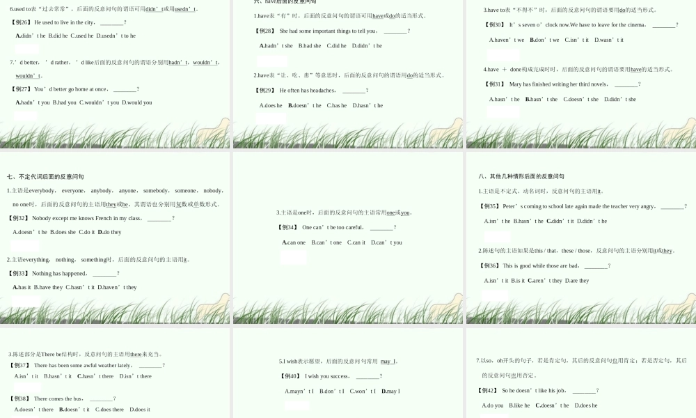 高三英语大一轮复习 第一部分高频语法 第九章　反意疑问句课件