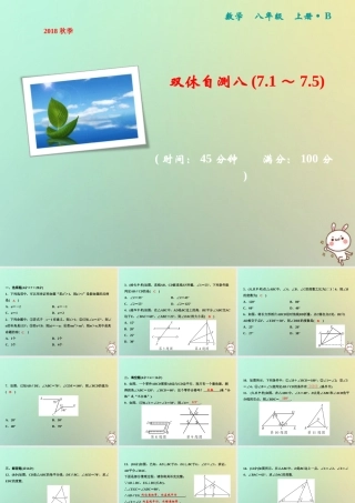 秋八年级数学上册 双休自测八(7.1 7.5)课件 (新版)北师大版 课件