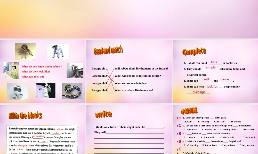 秋八年级英语上册 Unit 7 Will people have robots Section B(2a 2e)课件 (新版)人教新目标版 课件