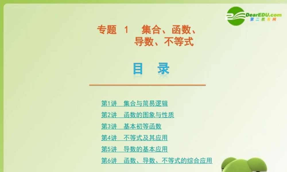 高考数学专题1：集合、函数、导数、不等式 文 大纲人教版 课件