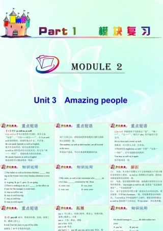 高中英语总复习 part1 M2-Unit 3　Amazing people(2)课件 牛津译林版 新课标 课件