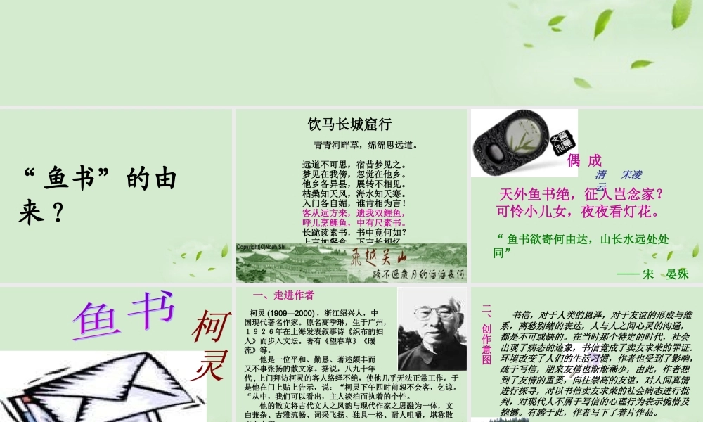 高中语文 312(鱼书)课件 粤教版必修2 课件