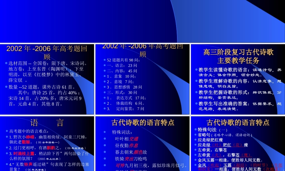 河北省石家庄市诗歌鉴赏高考语文复习课件 新课标 人教版 课件