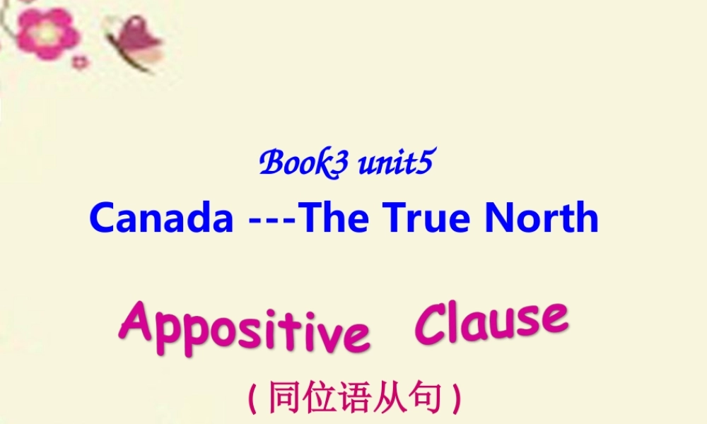 高中英语 Unit 5 Canada The True North Period 3 Grammar课件 新人教版必修3 课件