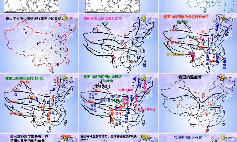 湖北省襄阳市襄阳四中八年级地理上册 地图重点复习课件 新人教版 课件
