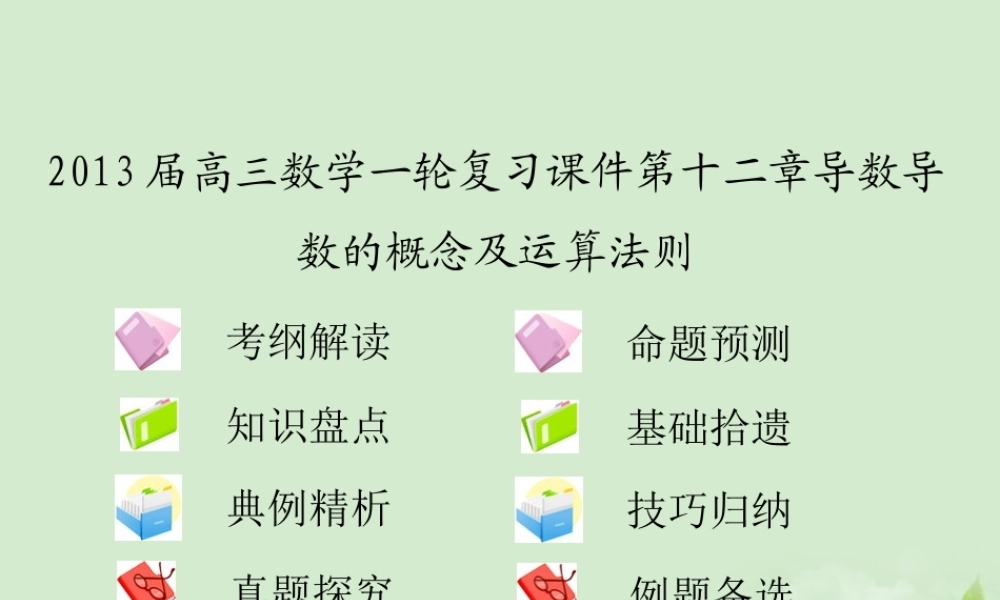 高三数学一轮复习 第十二章导数导数的概念及运算法则课件 文 课件