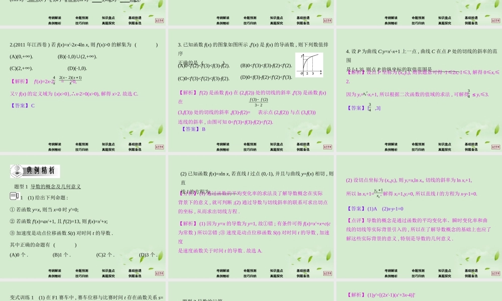 高三数学一轮复习 第十二章导数导数的概念及运算法则课件 文 课件