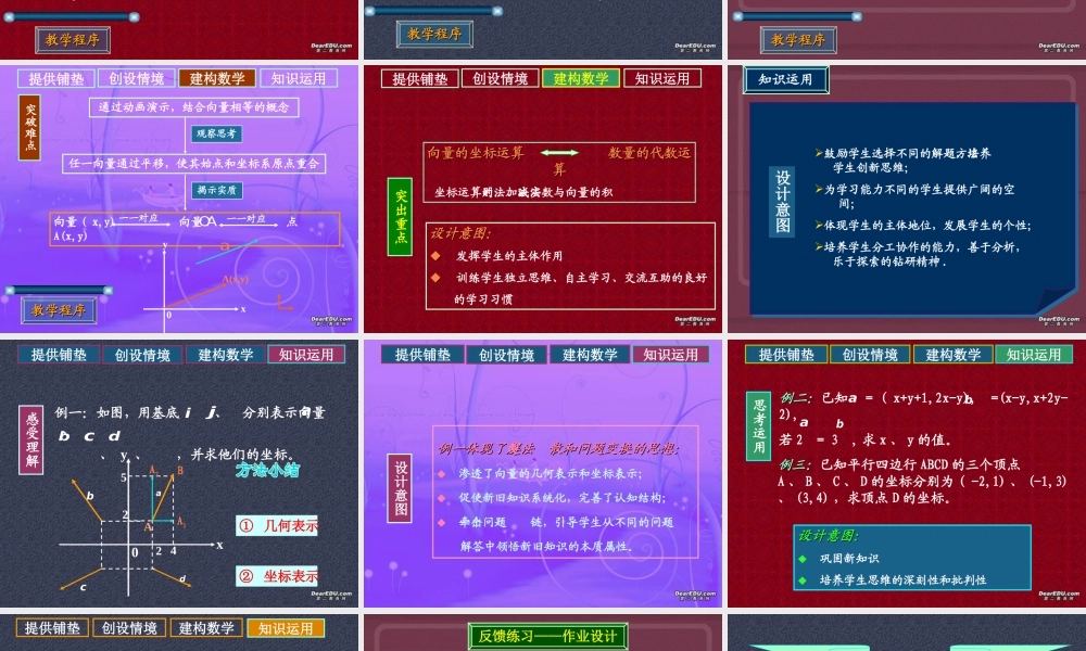 高中数学说课比赛课件 平面向量的坐标运算 课件