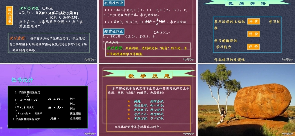 高中数学说课比赛课件 平面向量的坐标运算 课件