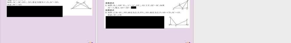 秋八年级数学上册 第十二章 全等三角形 12.2 三角形全等的判定 第4课时 用 HL 判定直角三角形全等练习课件 (新版)新人教版 课件