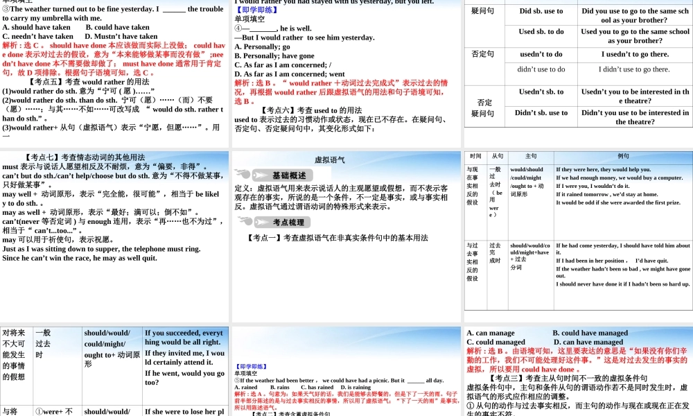 高中英语 语法篇专题8 情态动词和虚拟语气课件 人教版 课件