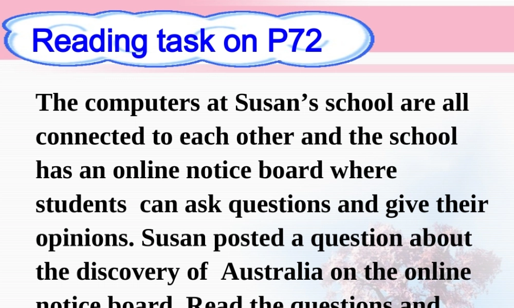 高中英语 Australia-Reading task课件 新人教版选修9 课件