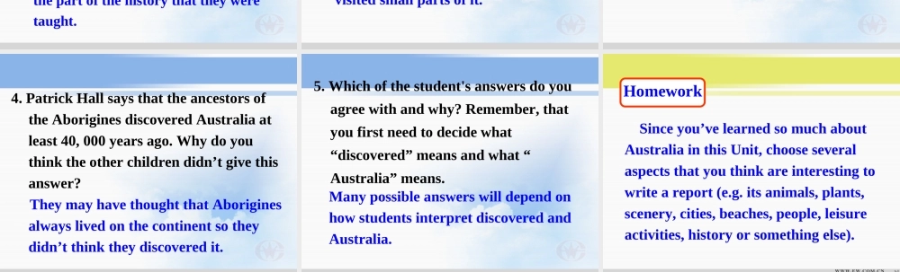 高中英语 Australia-Reading task课件 新人教版选修9 课件