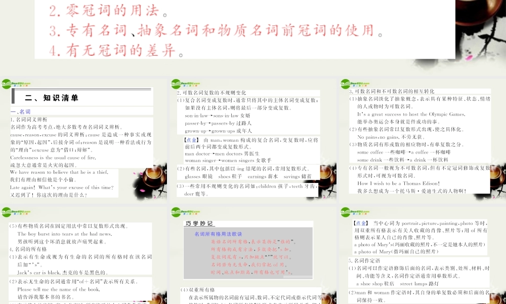 高考英语 语法破解与练习：名词与冠词 课件