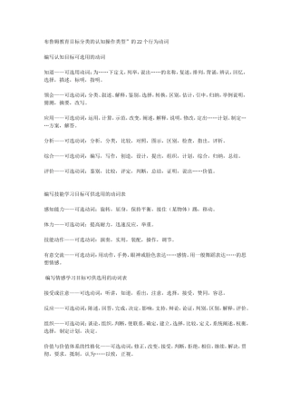 布鲁姆教育目标分类的认知操作类型”的22个行为动词