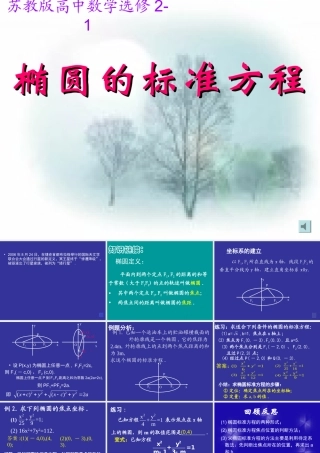 高二数学选修2-1 椭圆的标准方程 集体备课课件(精品) 课件