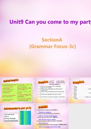 秋八年级英语上册 Unit 9 Can you come to my party Section A(grammar focus 3c)课件 (新版)人教新目标版 课件