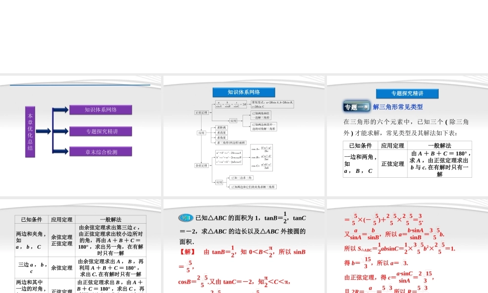 高中数学 第1章本章优化总结课件 新人教B版必修5 课件