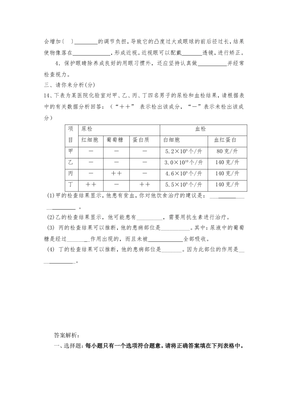 2010年九年级生物模拟试卷_第2页