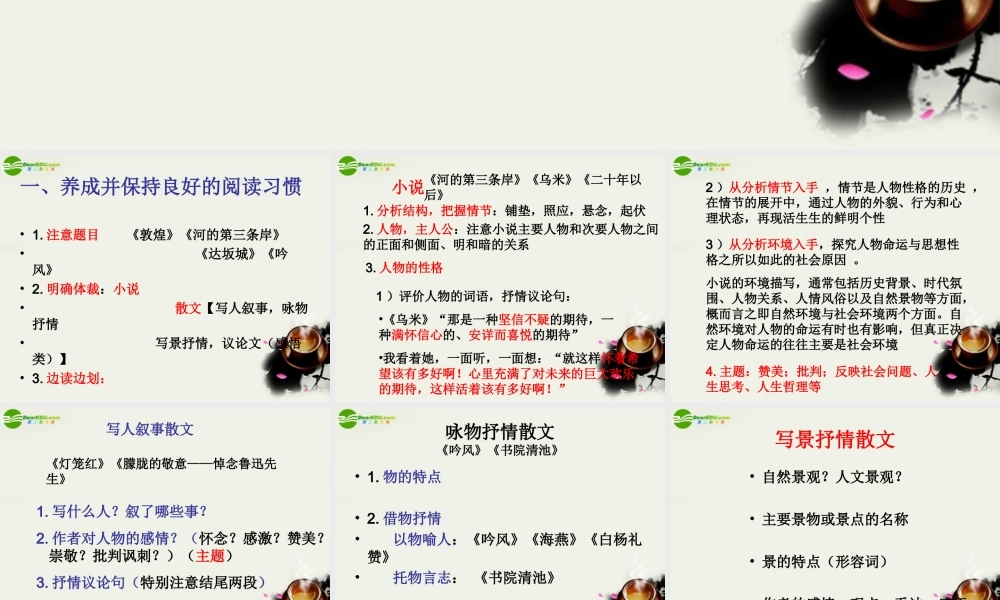 高考语文 文学作品阅读总结课件 新人教版 课件