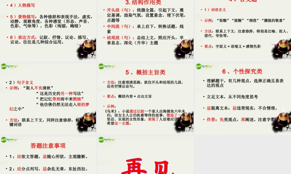 高考语文 文学作品阅读总结课件 新人教版 课件