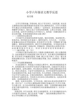 小学六年级语文教学反思
