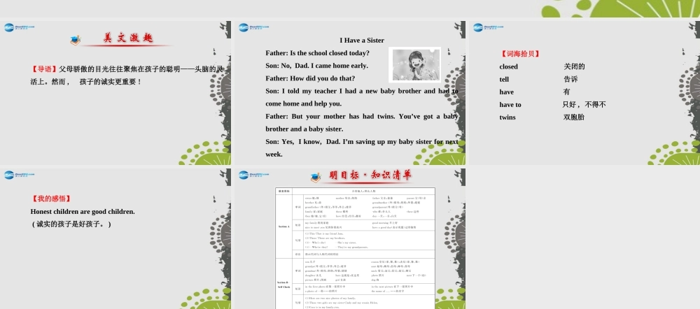 秋七年级英语上册 Unit 2 This is my sister课件 (新版)人教新目标版 课件