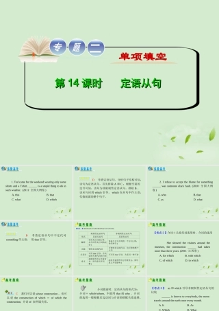 高考英语二轮复习 专题2 第14课时 定语从句精品课件 大纲人教版(贵州专用) 课件