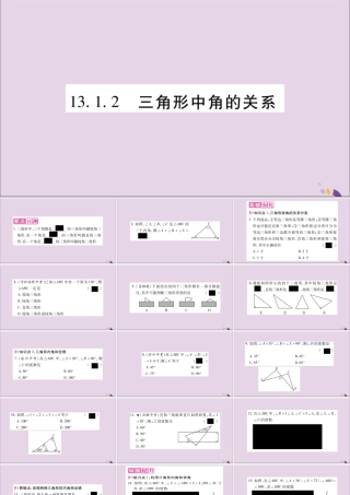 秋八年级数学上册 第13章 三角形中的边角关系、命题与证明 13.1 三角形中的边角关系 13.1.2 三角形中角的关系习题课件 (新版)沪科版 课件