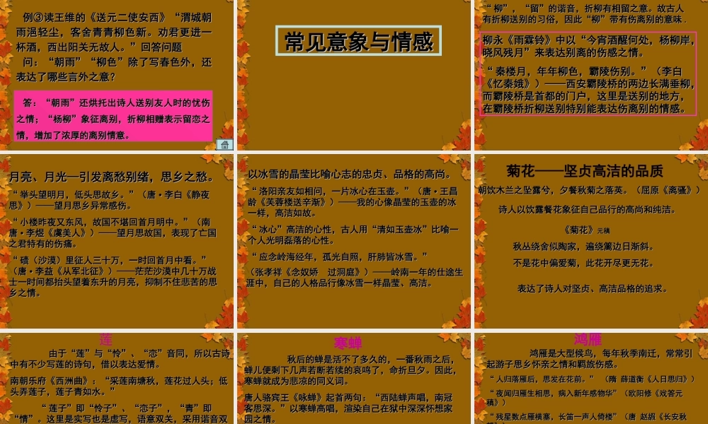 高考语文专题复习 古代诗歌鉴赏之意象意境 课件 ppt 课件