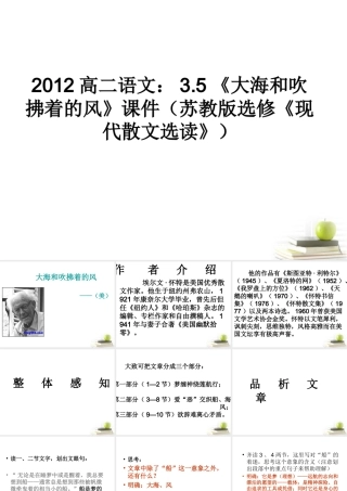 语文 3.5(大海和吹拂着的风)课件 苏教版选修(现代散文选读) 课件