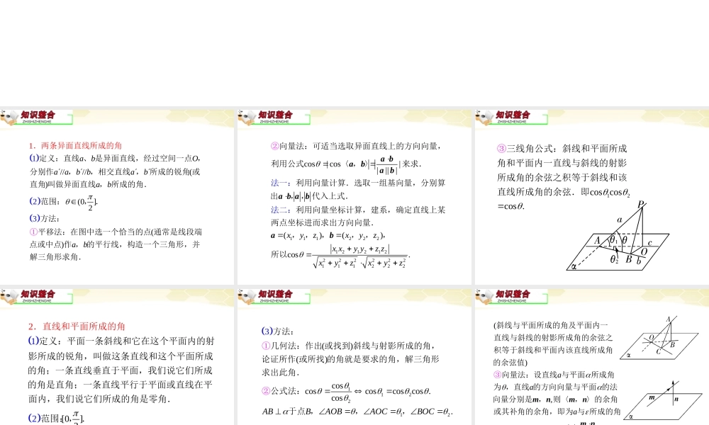 高中数学第2轮总复习 专题4 第2课时 空间角课件 文 课件