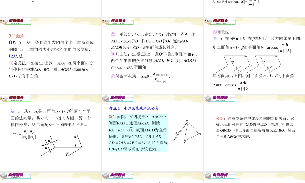 高中数学第2轮总复习 专题4 第2课时 空间角课件 文 课件