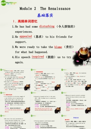 海南高考英语一轮复习 Module 2 The Renaissance课件 外研版选修8 课件