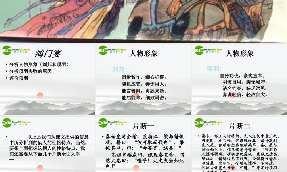 高中语文(鸿门宴)课件 鲁教版必修2 3 课件