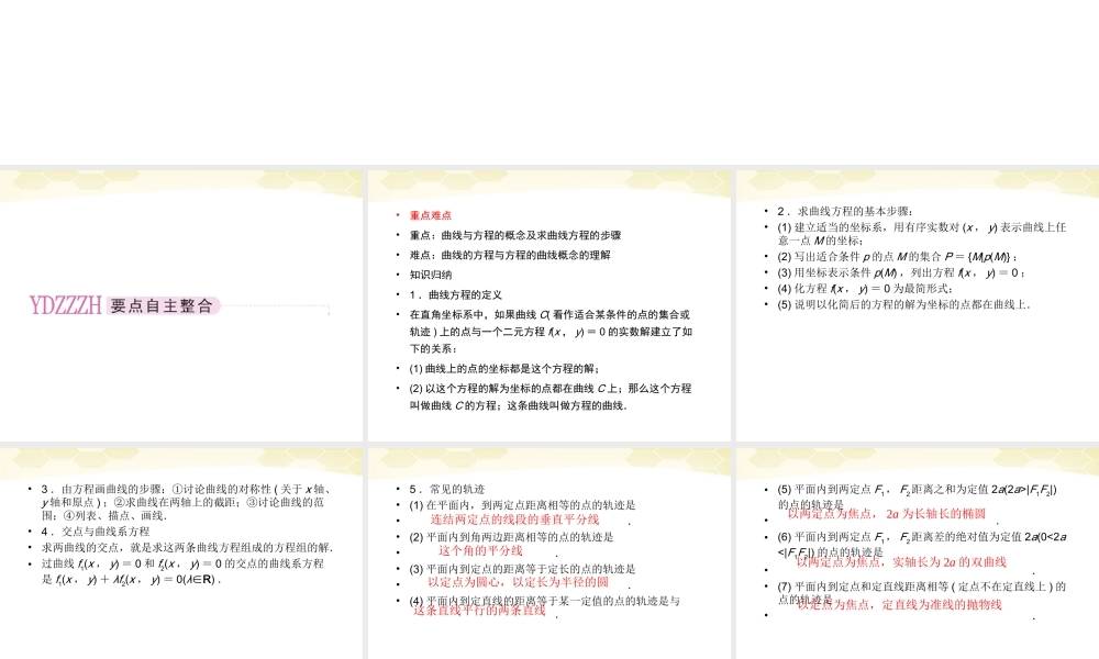 高三数学一轮复习 曲线与方程课件 理 新人教B版 课件