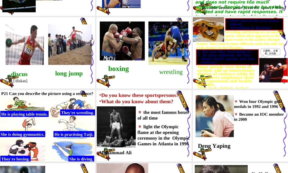 高中英语：Unit2 Sporting events-welcome课件(牛津译林版必修4) 课件