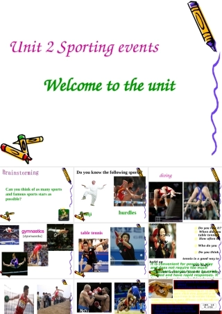 高中英语：Unit2 Sporting events-welcome课件(牛津译林版必修4) 课件