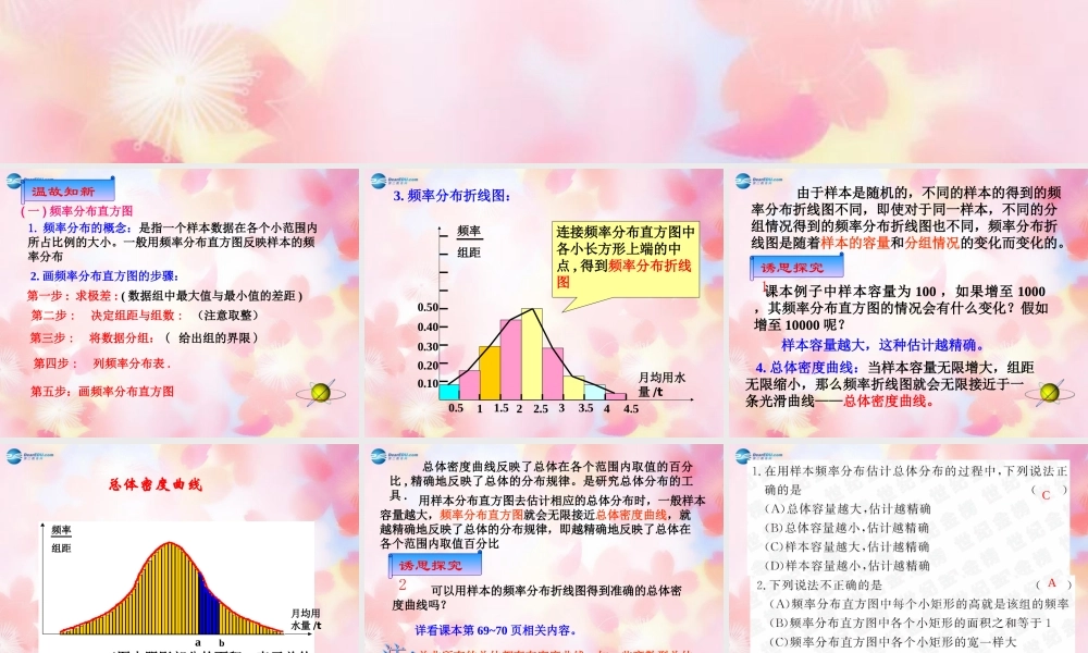 高中数学 2-1 用样本频率分布估计总体分布(2)课件 新人教A版必修3 课件