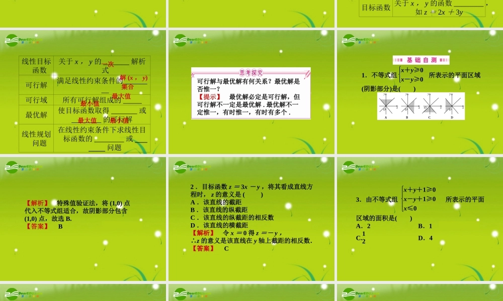 高三数学一轮复习 第七章 第三节 简单的线性规划课件 理(全国版) 课件