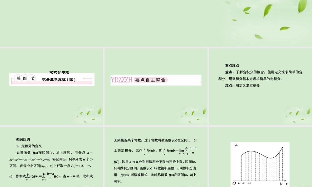 高考数学总复习 2-4 定积分与微积分基本定理(理)课件 新人教A版  课件