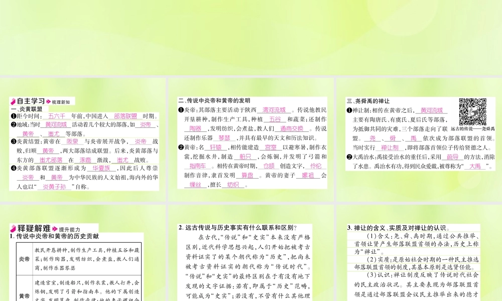 秋七年级历史上册 第1单元 史前时期 中国境内早期人类与文明的起源 第3课 远古的传说作业课件 新人教版 课件