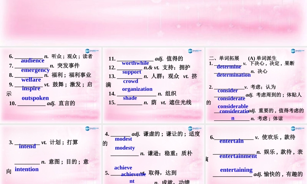 高考英语一轮复习 Unit 1 Women of achievement课件 新人教版必修4