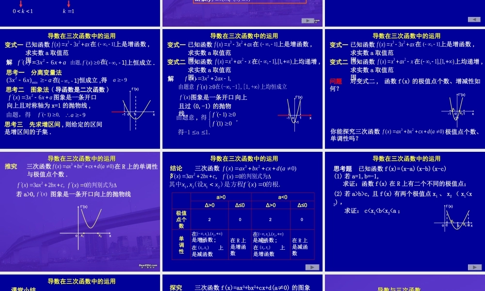 高三数学导数在三次函数中的运用 人教版 课件