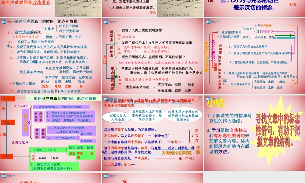 高中语文公开课(在马克思墓前的讲话)课件