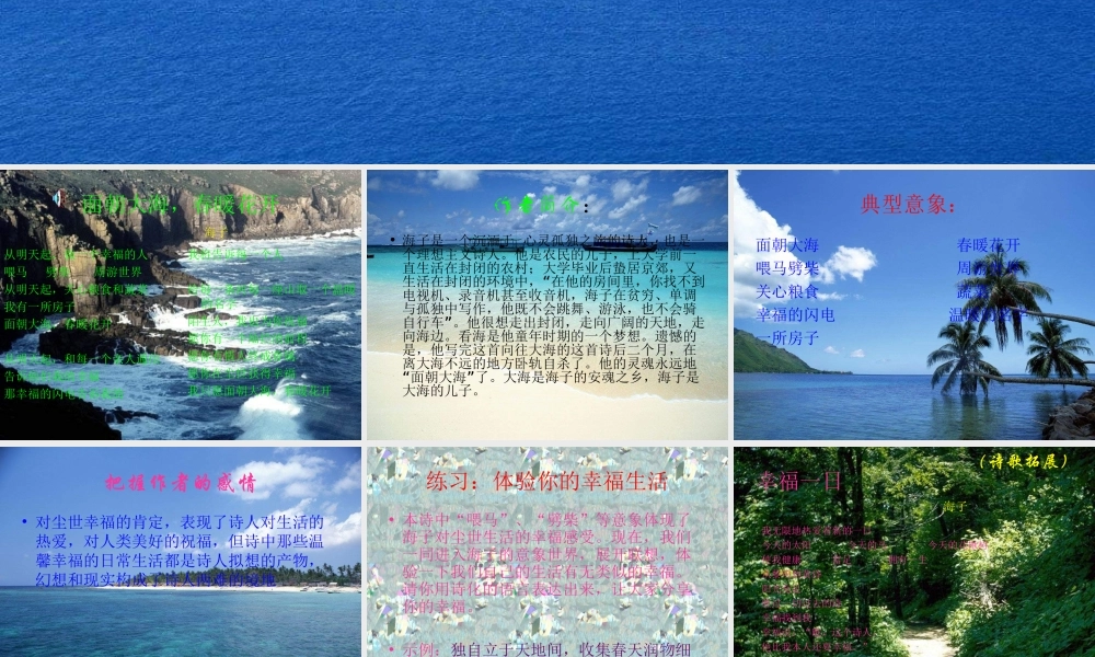 高一语文上学期 面朝大海春暖花开课件 人教版第一册 课件