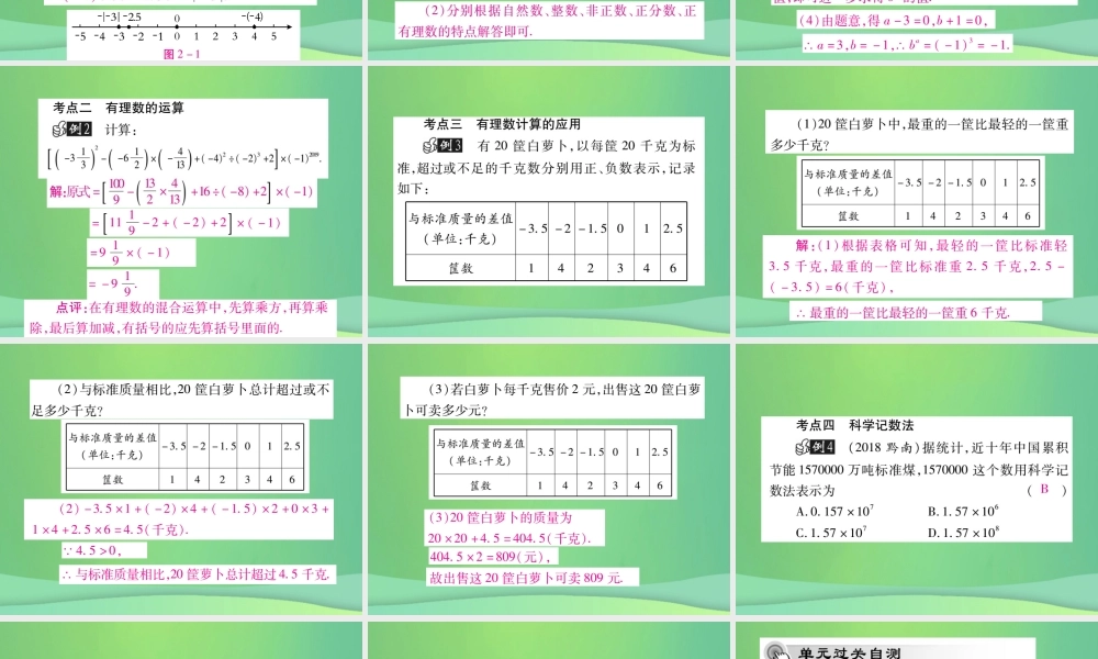 秋七年级数学上册 第2章(有理数)单元小结与复习课件 (新版)华东师大版 课件